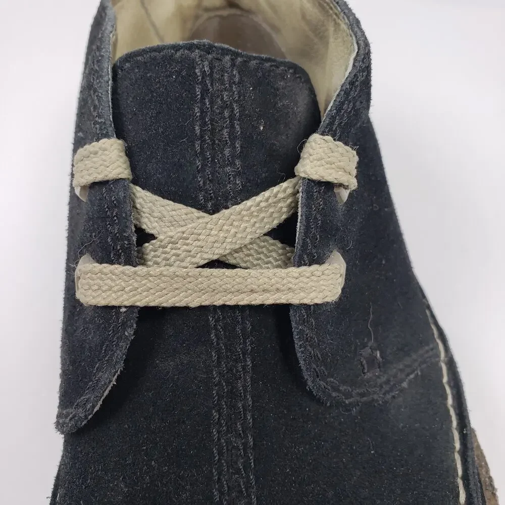 Simple Waldo Mens Sz 7 Womens Sz 9 Black Suede Lace Chukka Bootie Shoes